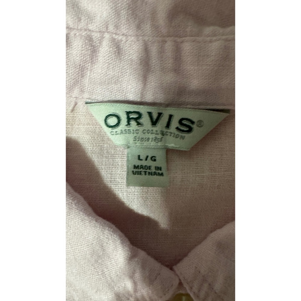 Orvis Classic Collection Pink Linen Blend Button Down Shirt Womens Large L/G - Picture 4 of 5